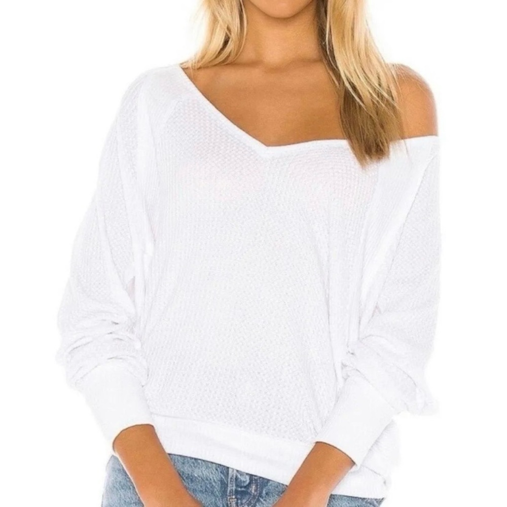 Free People Women’s Santa Clara Thermal Top in Alabaster - Picture 2 of 16